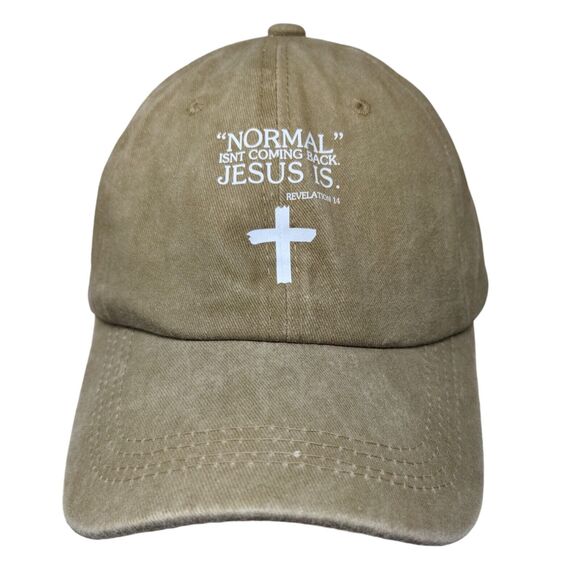 Normal Isn't Coming Back Jesus Is Revelation 14 Slideback Hat Tan One Size - Picture 1 of 6